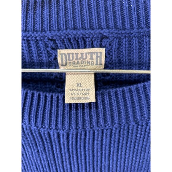 Duluth Trading Co XL Blue Knit Sweater Cotton Crewneck Relaxed Cozy Casual Work - Picture 9 of 9